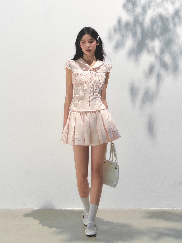 Contrast Color Fake Two-piece Short-sleeve T-shirt