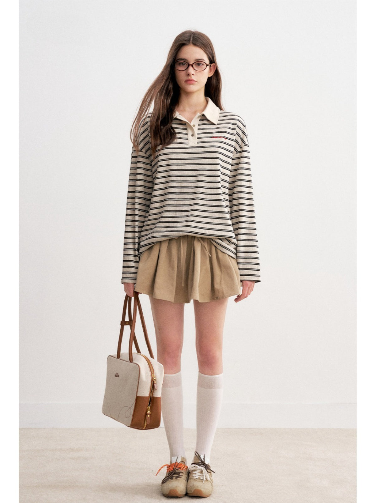 Retro Striped Relaxed Polo Top