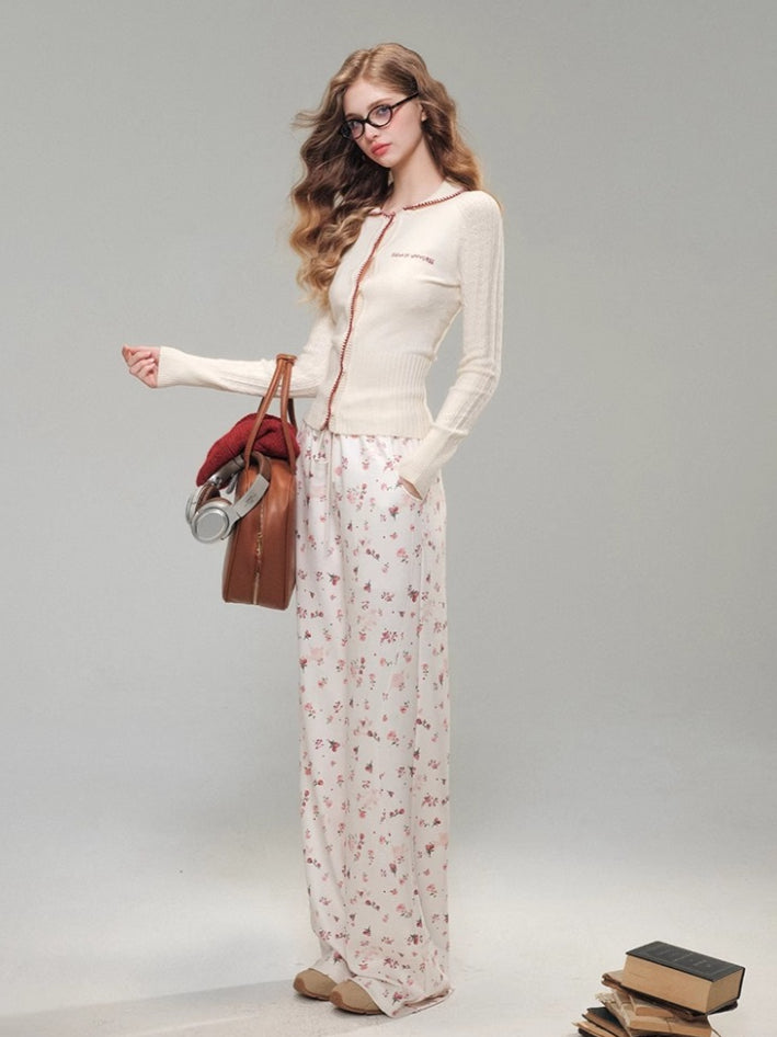 Rose Printed Sweatshirt Set