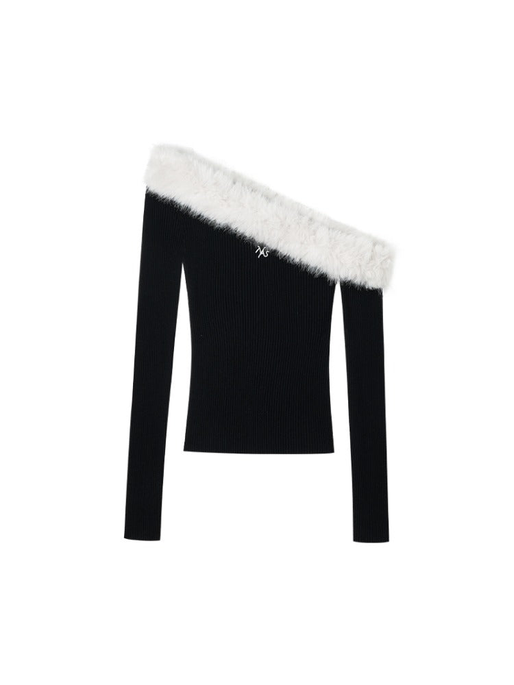 Sculptural Off-Shoulder Knit Sweater