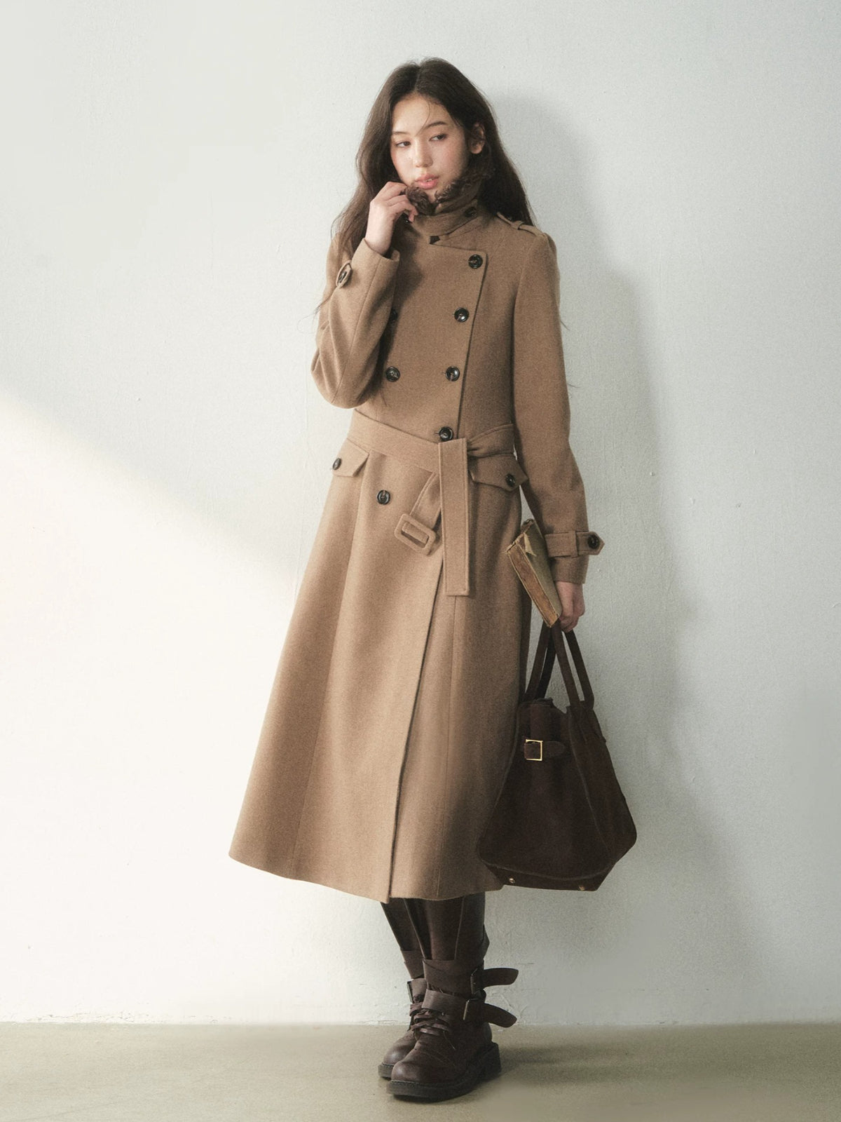 Vintage Double-Breasted Wool Trench Coat