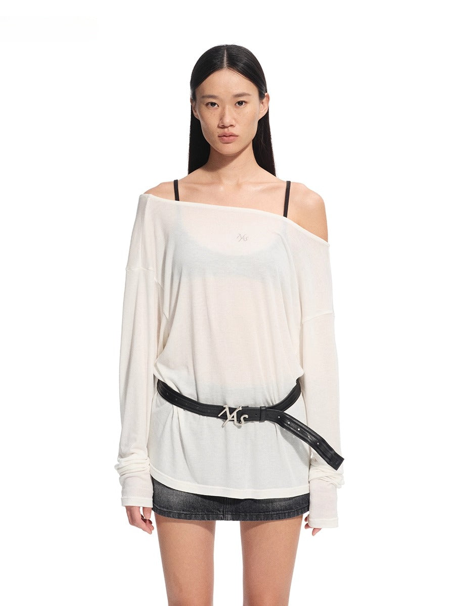 Twist-Buckle Leather Belt