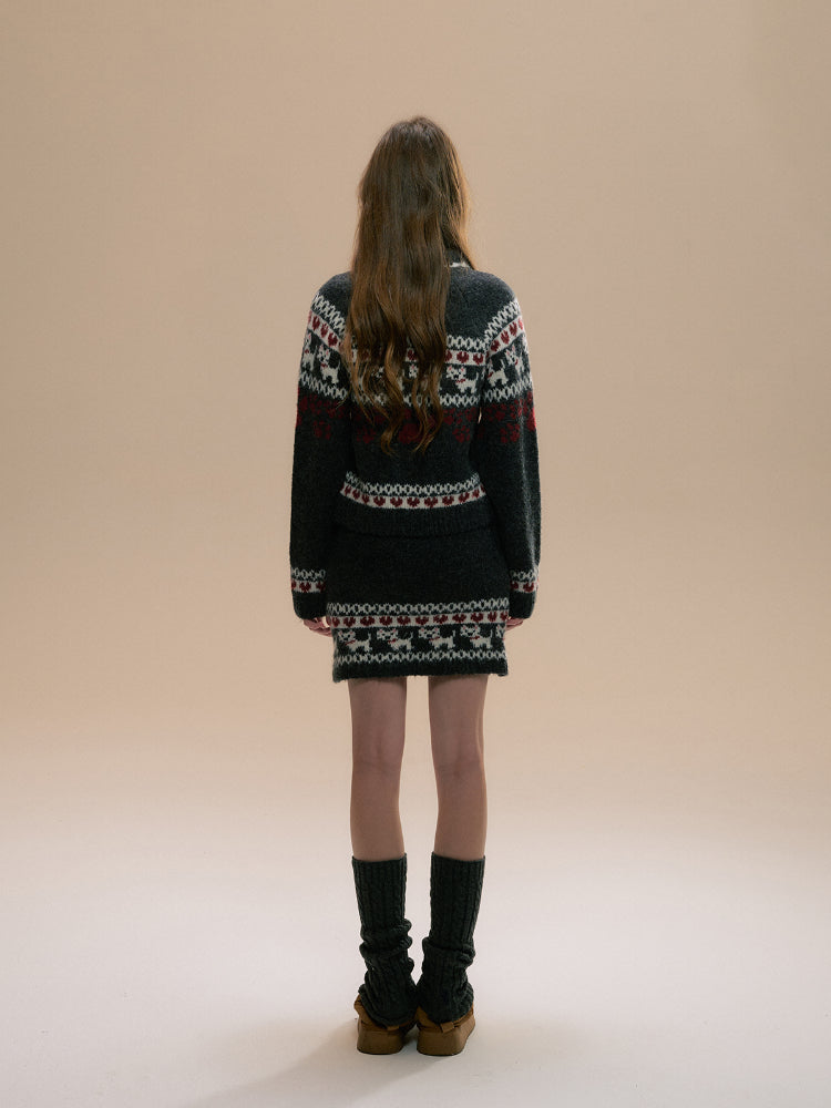 Fair Isle Westie Sweater & Skirt Set