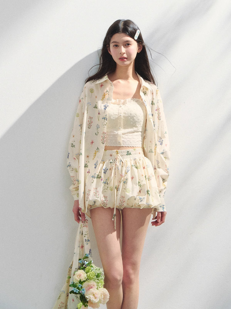 Floral Print Vacation Vibe Shirt & Skirt Set