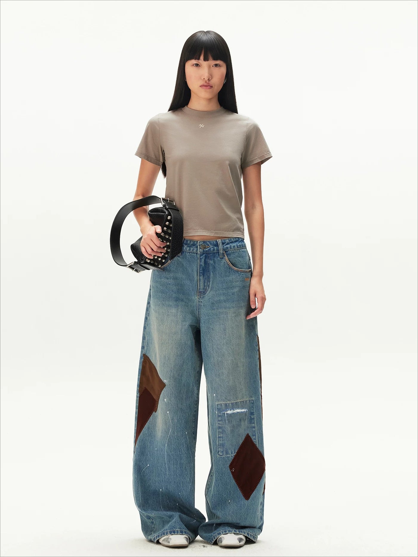Embroidered Badge Cropped T-Shirt