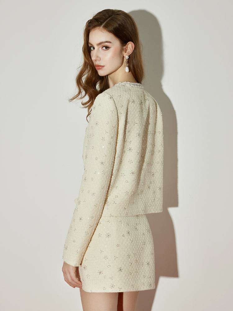 Jacket & Classic Pearl Tweed Skirt Set