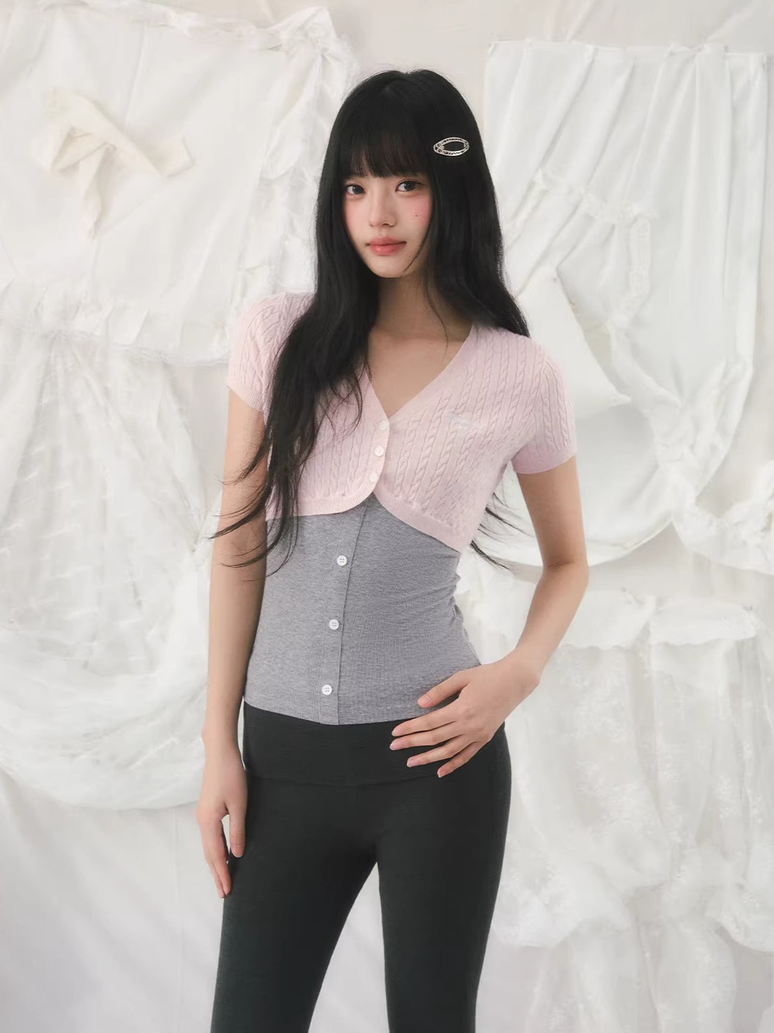 Color-Blocked Knit Two-Piece Top