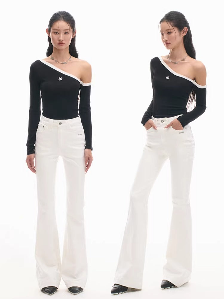 +5CM N1 Washed Skinny Bootcut Jeans