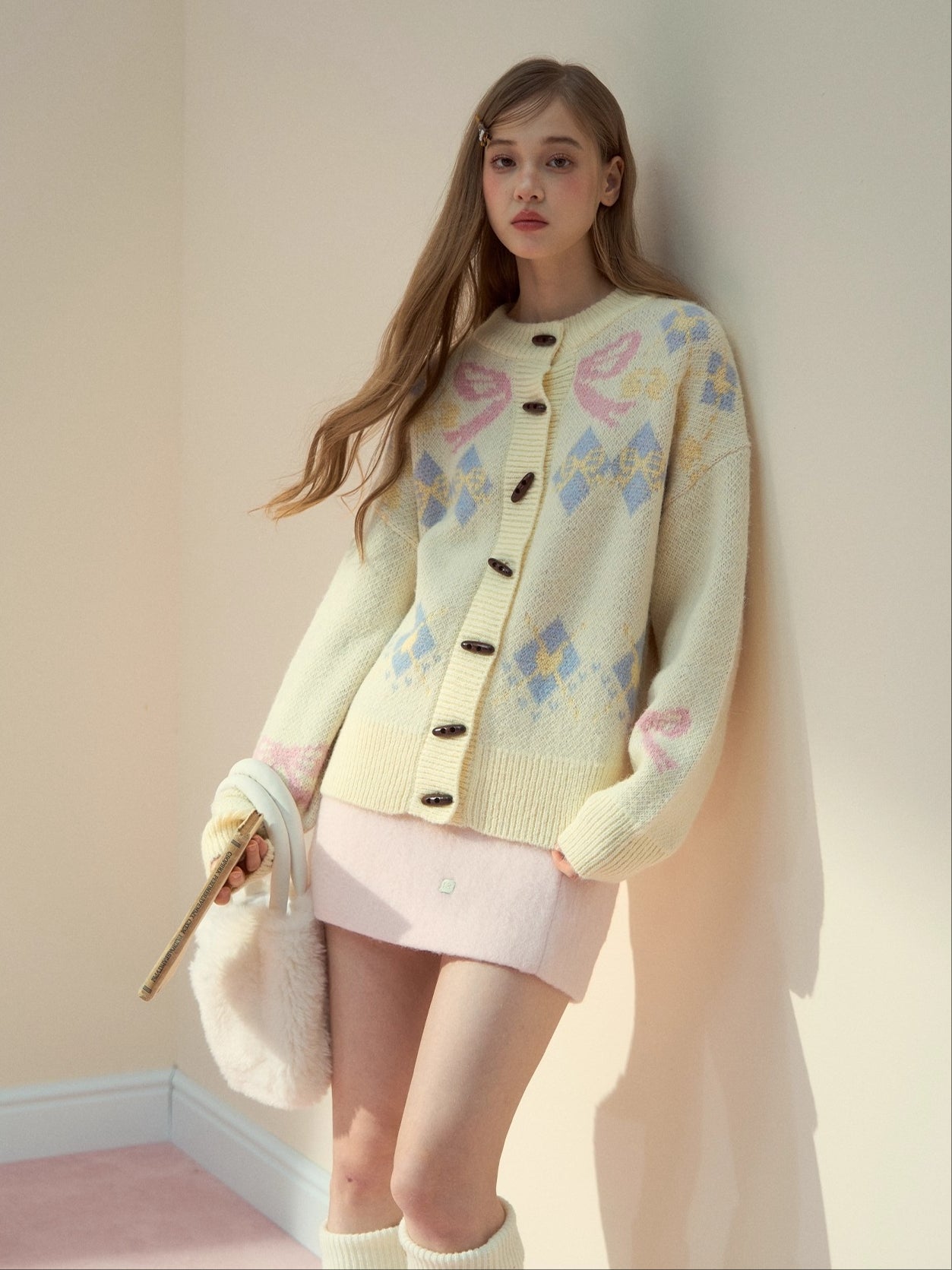 Fair Isle Wool Blend Toggle Buttons Sweater