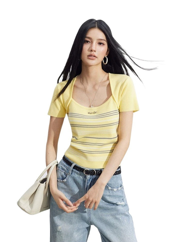 Layered Square-Neck Top