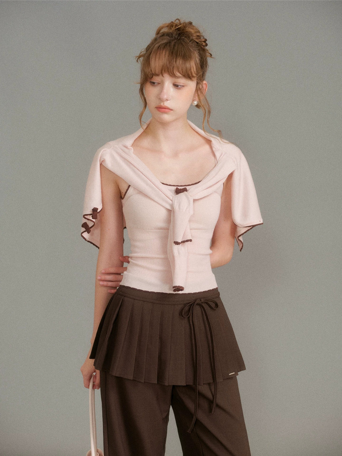 Bow Trim Knit Set
