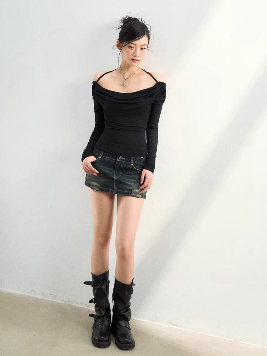 Draped Mesh Rose Tee
