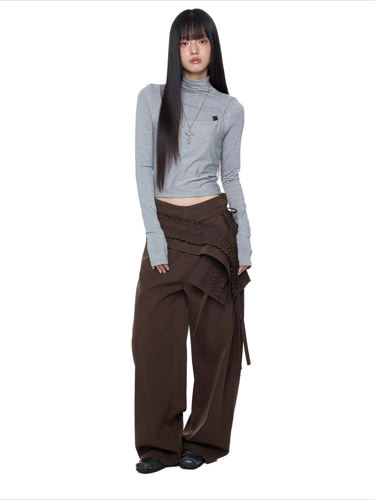 Ruffled Overlay Trousers