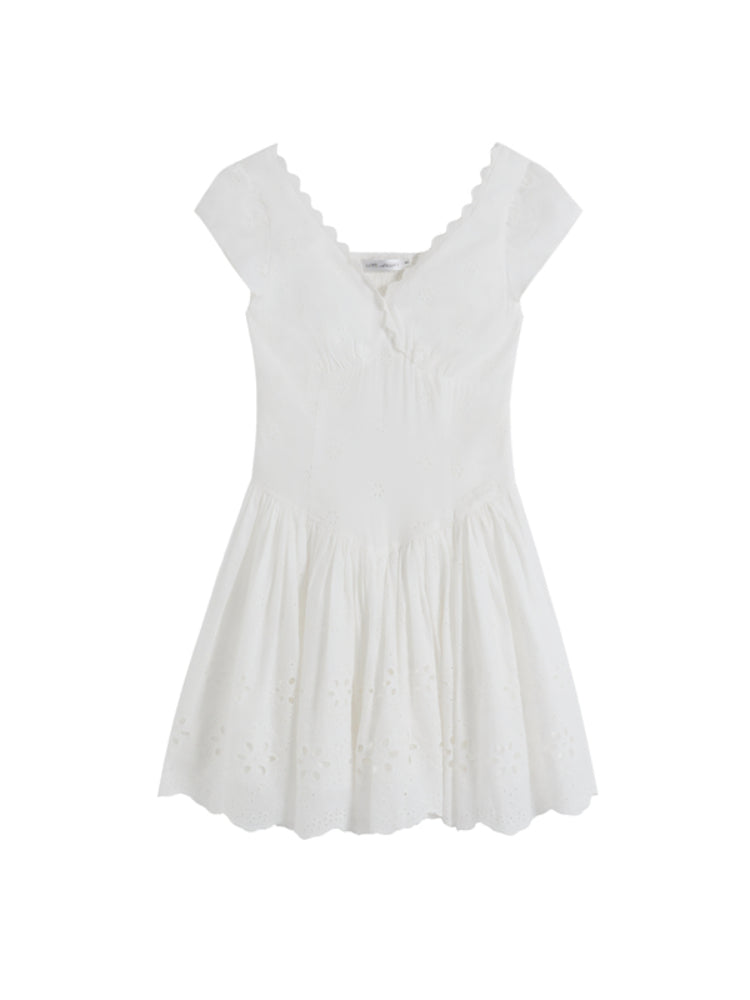 V-Neck Flower - Cutout Dress