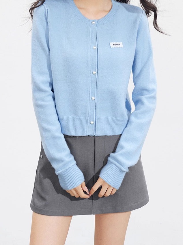 Blue & Yellow Rolled Hem Knit Cardigan