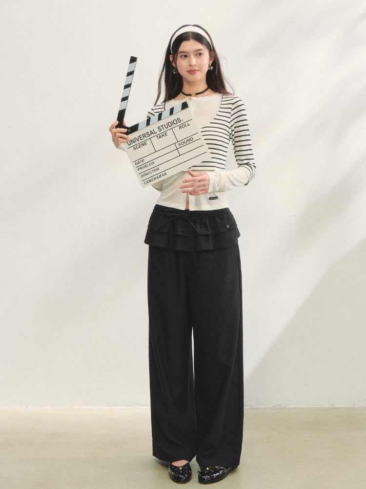 Striped Two-piece Contrast Color Cardigan