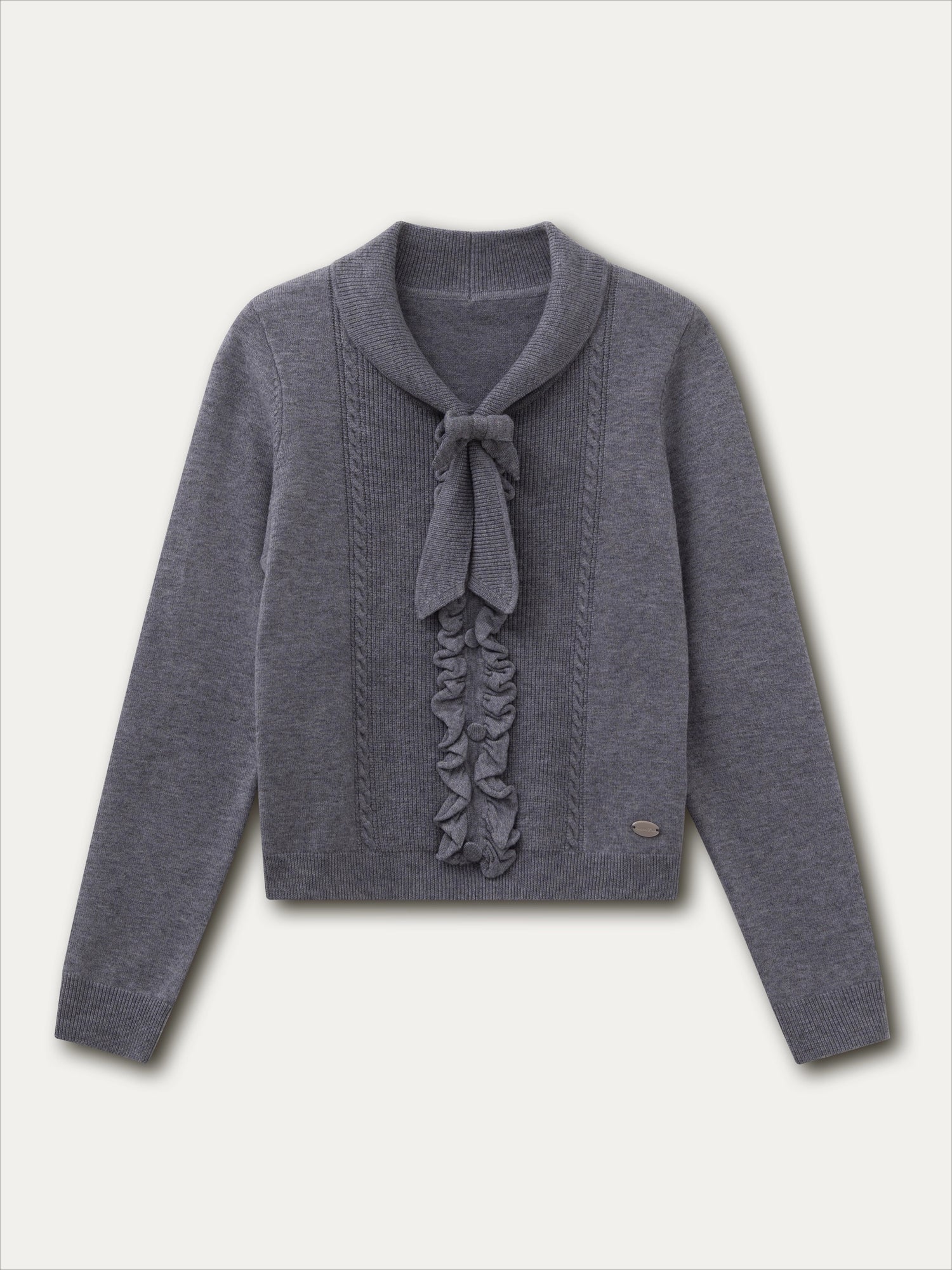 Ruffle-Tie Knit Peter-Pan Collar Sweater