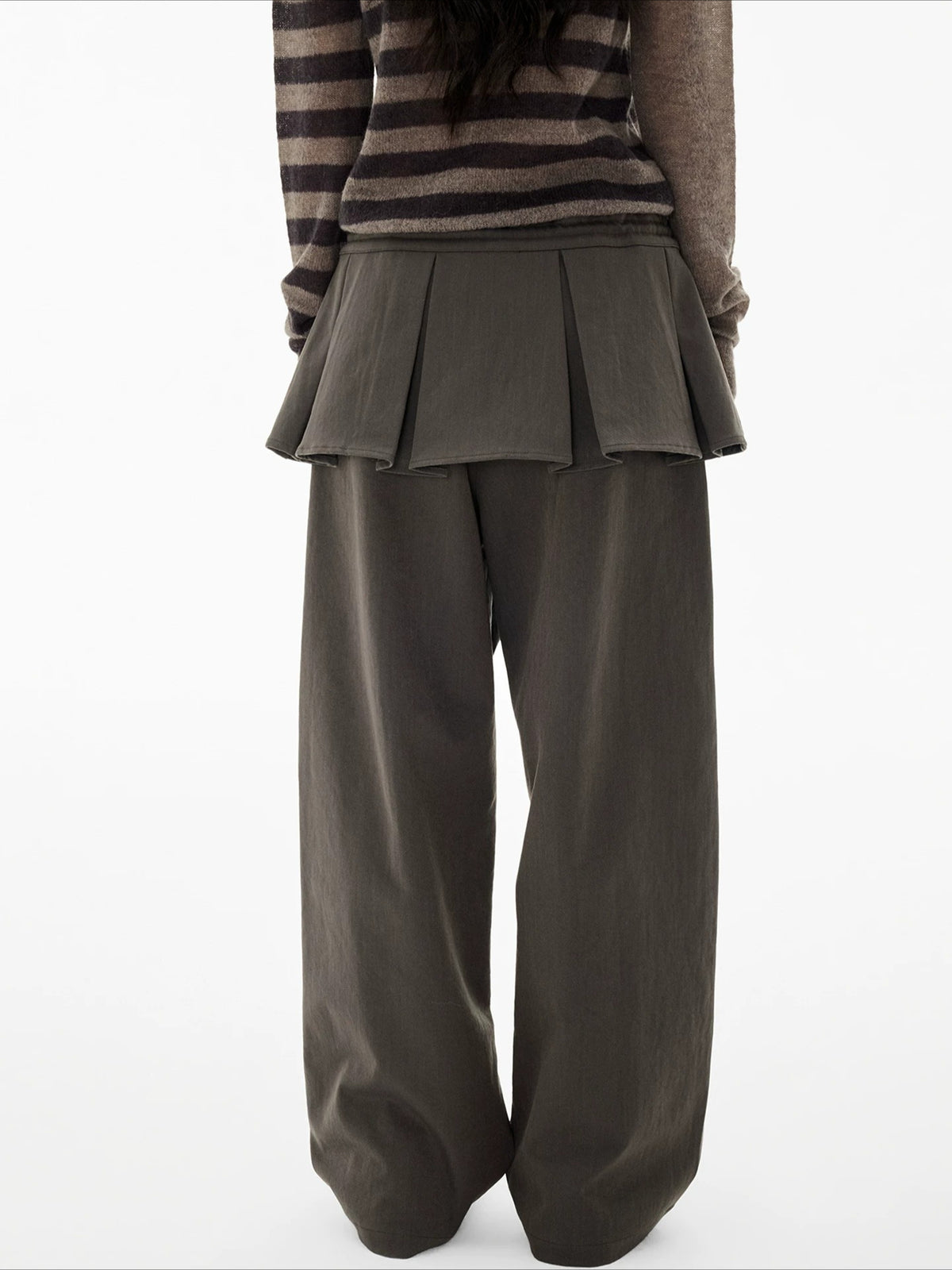 Detachable Skirt Panel Straight Leg Pants