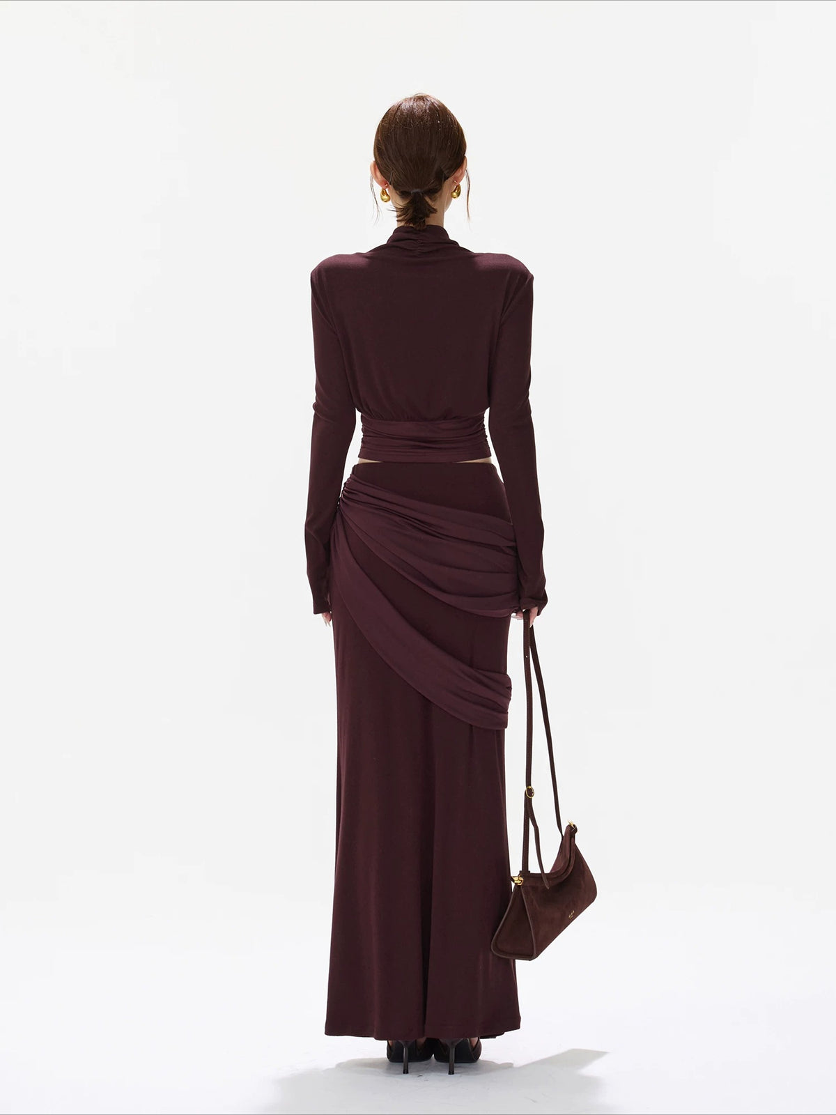 Purple Twist V-Neck Top & Mermaid Skirt Set
