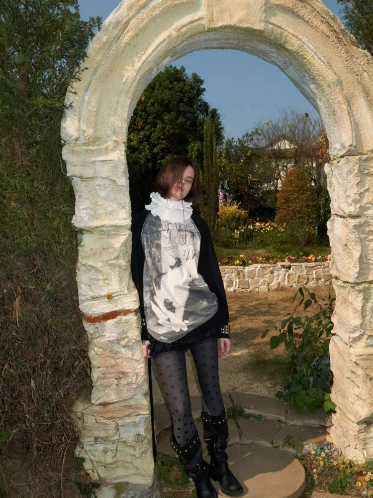 Bone Rhinestone Raglan Tee