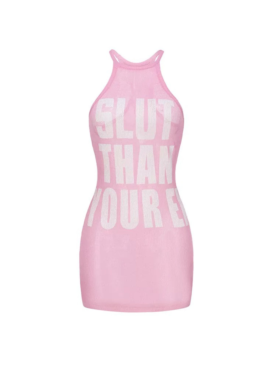 Letter Print Halter Knit Dress