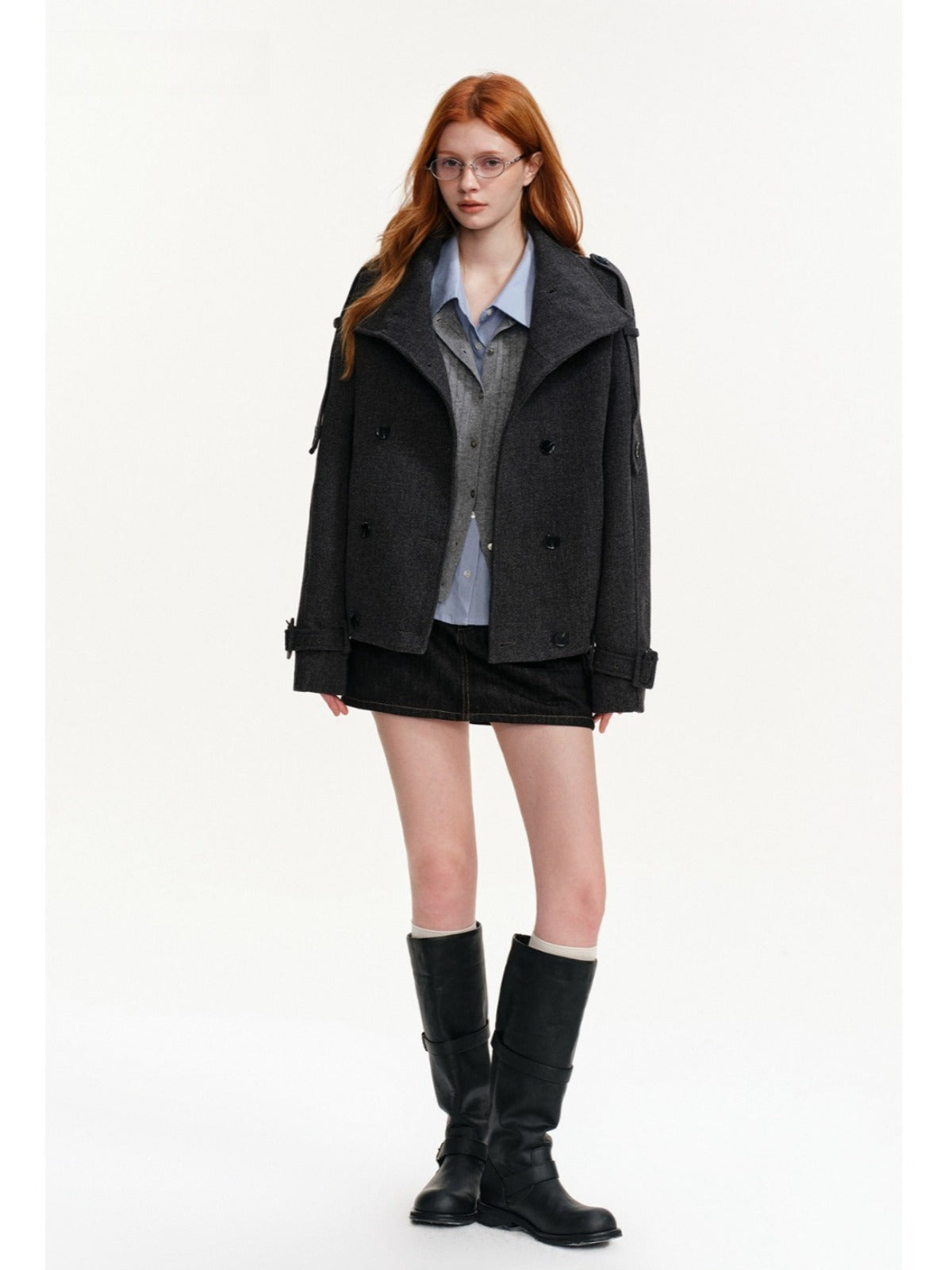 Cable Knit Layered Shirt Cardigan