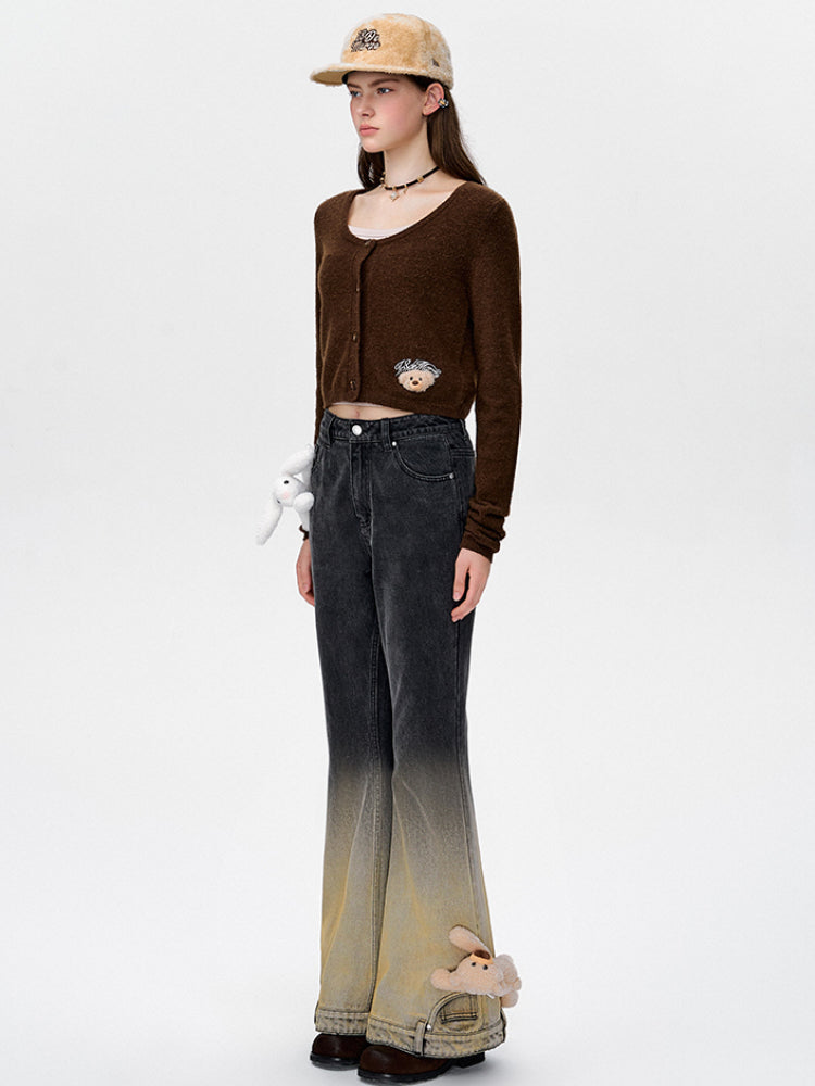 Blue & Black Gradient Flared Jeans