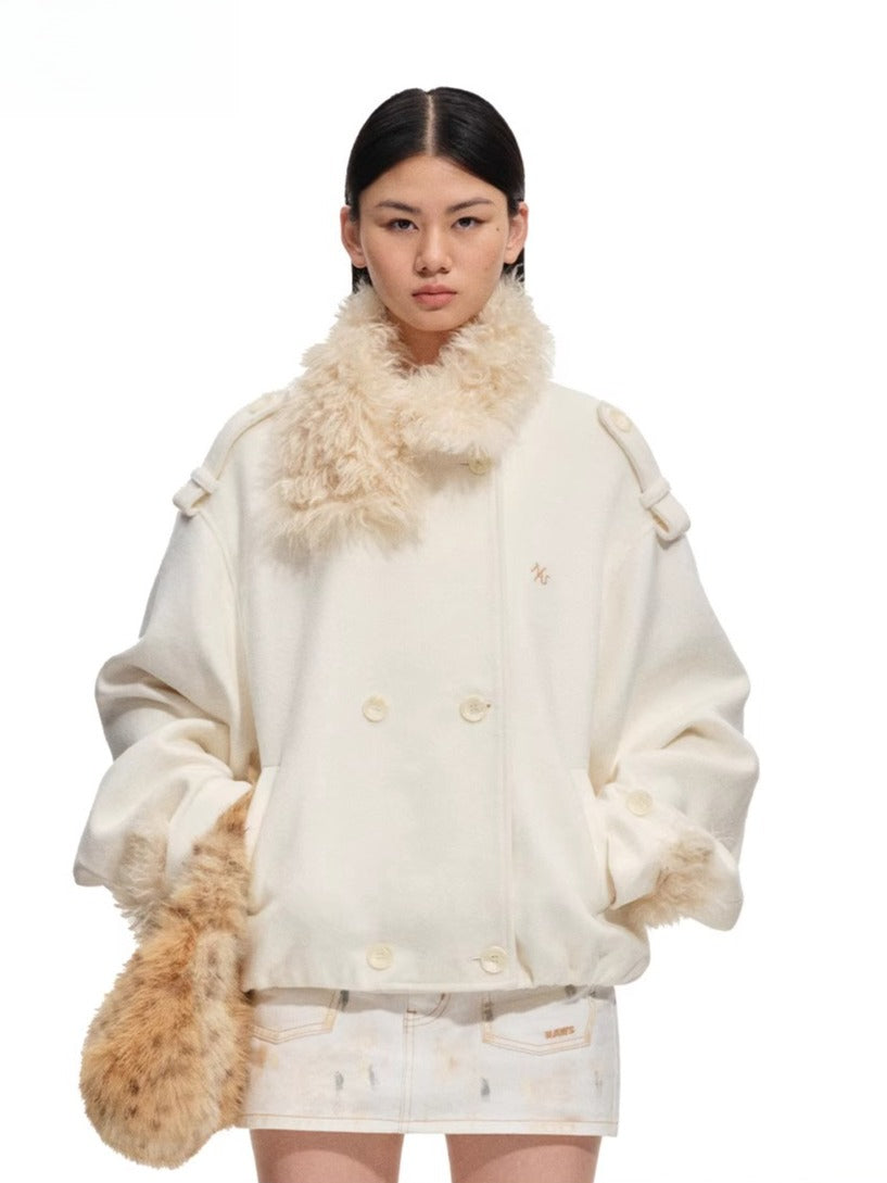 Polar Shearling Collar Wool Jacket