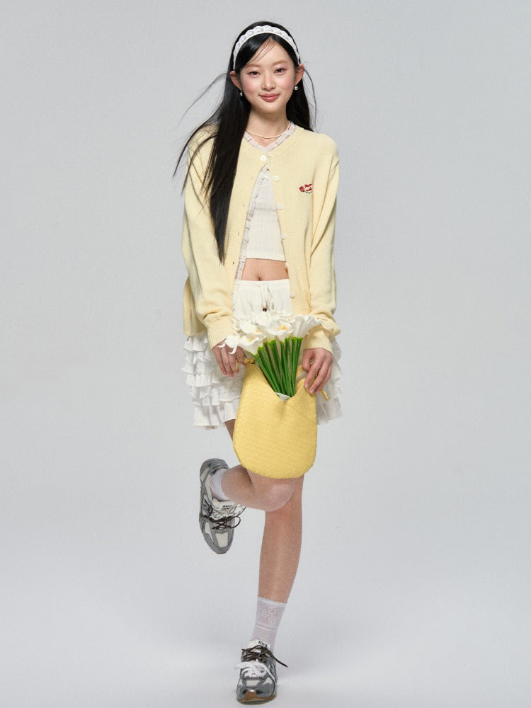 Layered Lace Pearl Trim Ballet Skirt