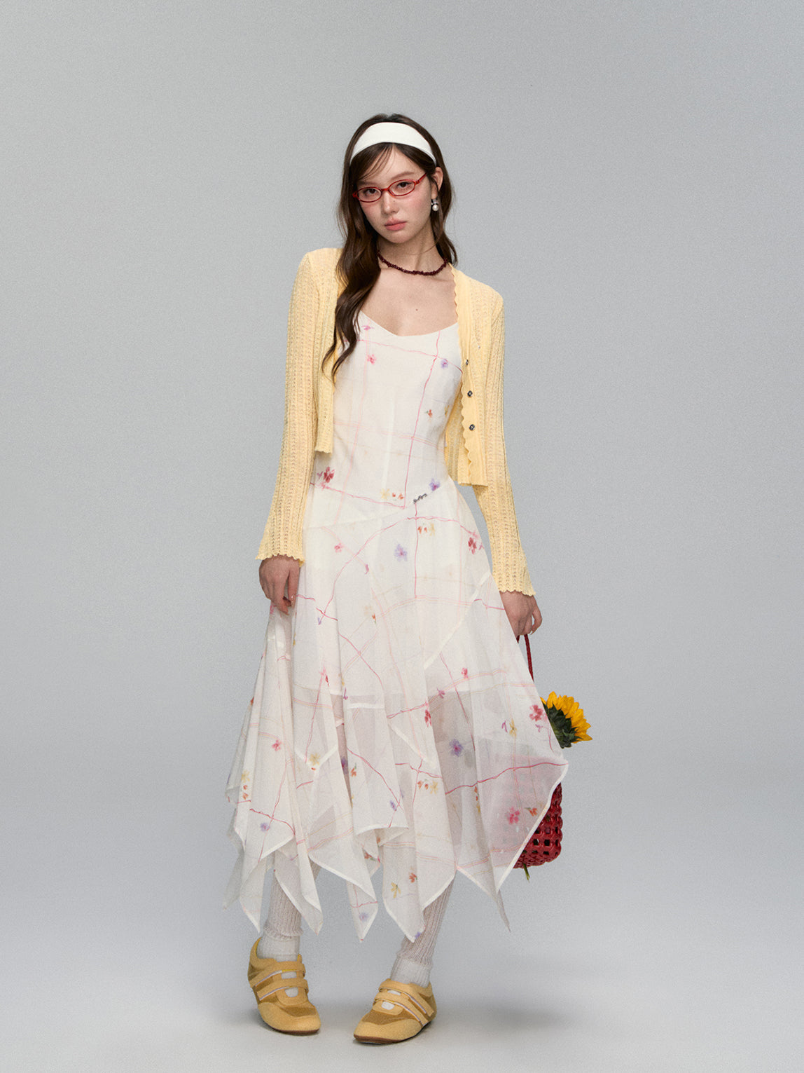 Irregular Floral Chiffon Dress