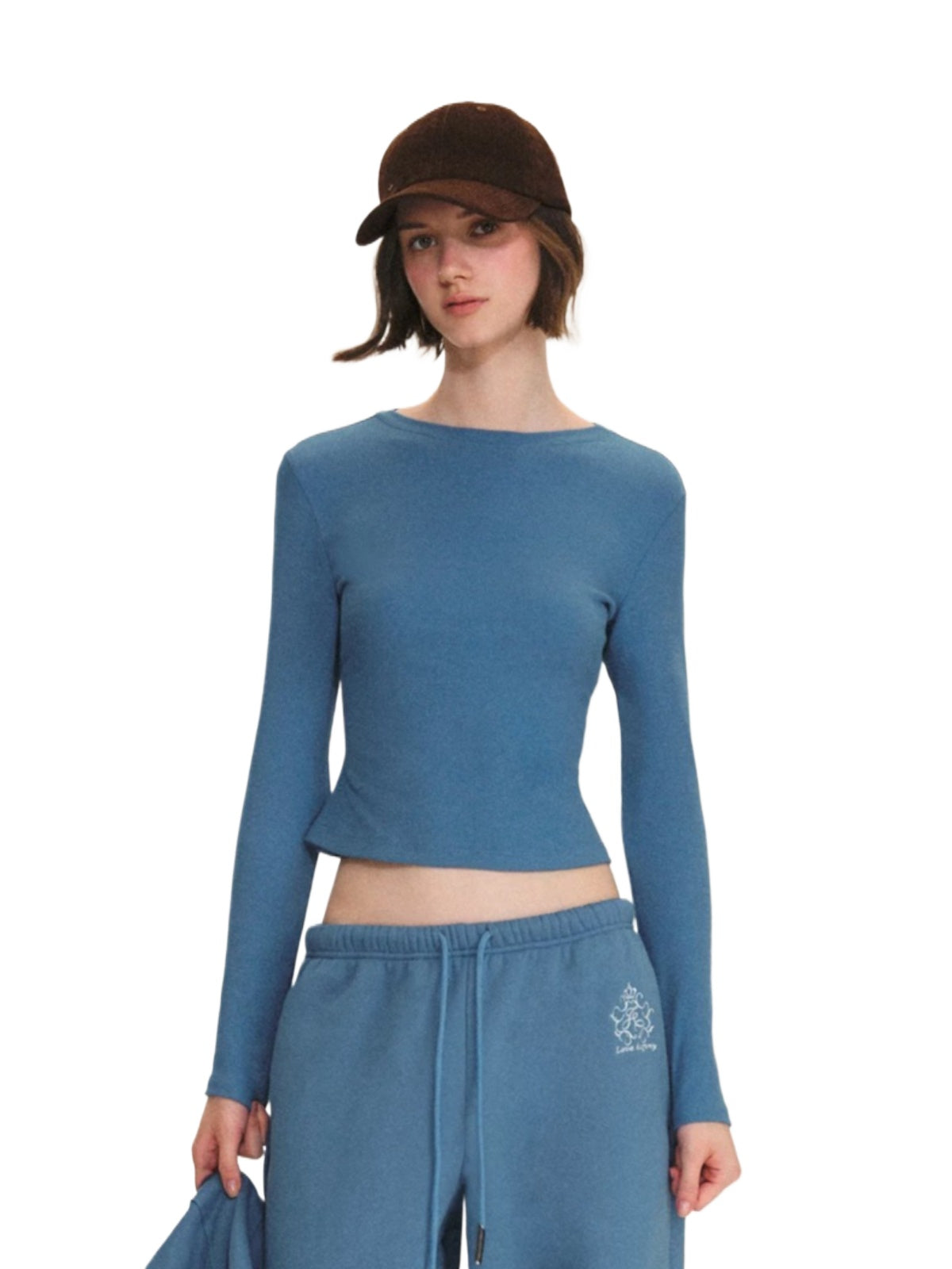 Ribbed Cotton Blend Cropped T-Shirt