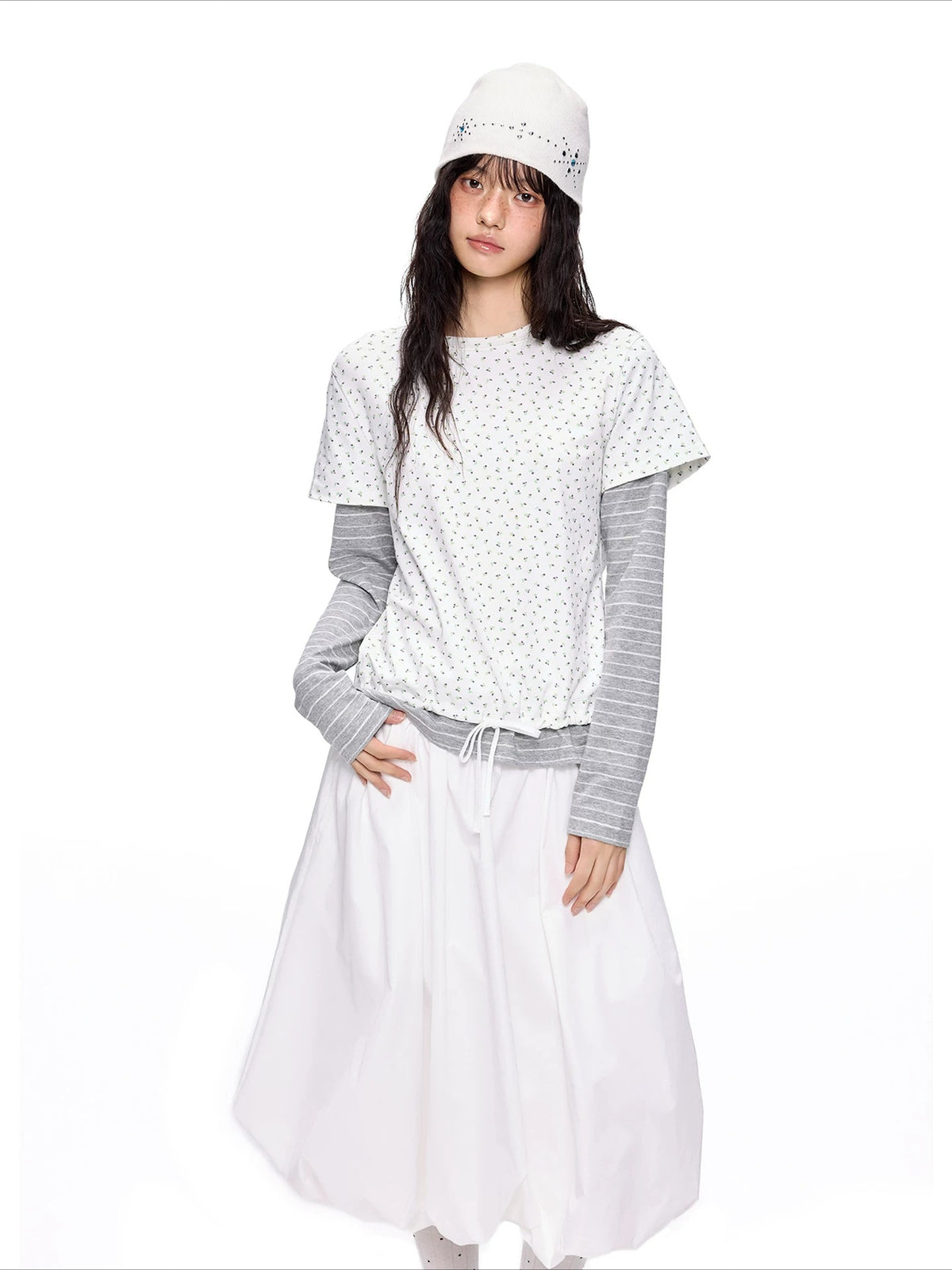 Floral Layered Stripe Tee