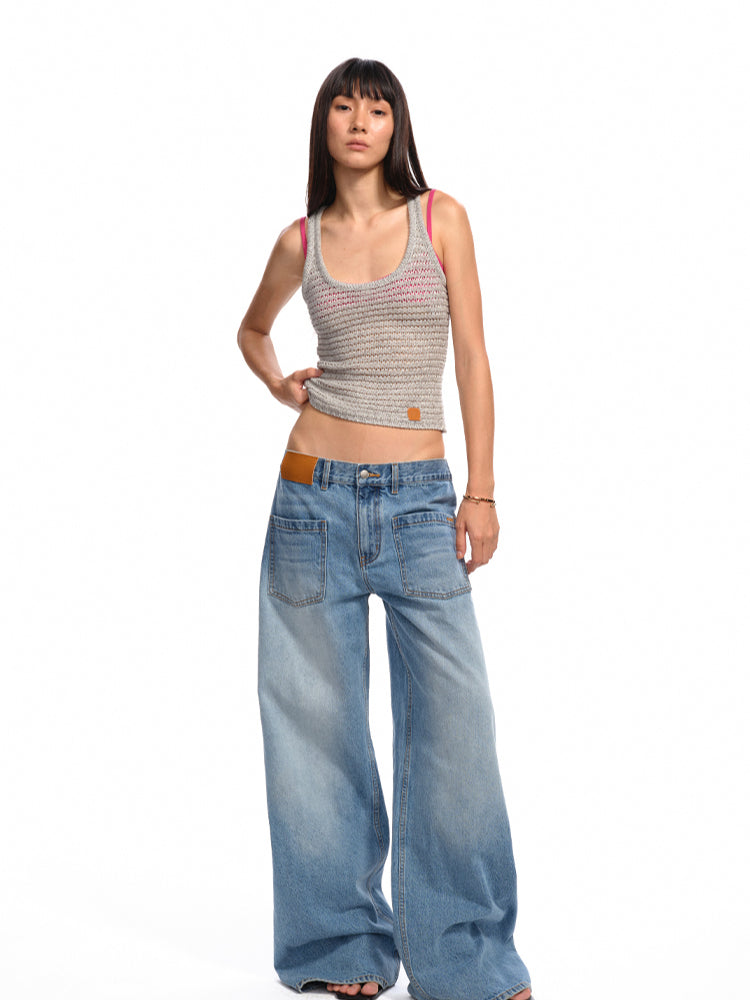 Knitted Hollow -Out Sling Vest