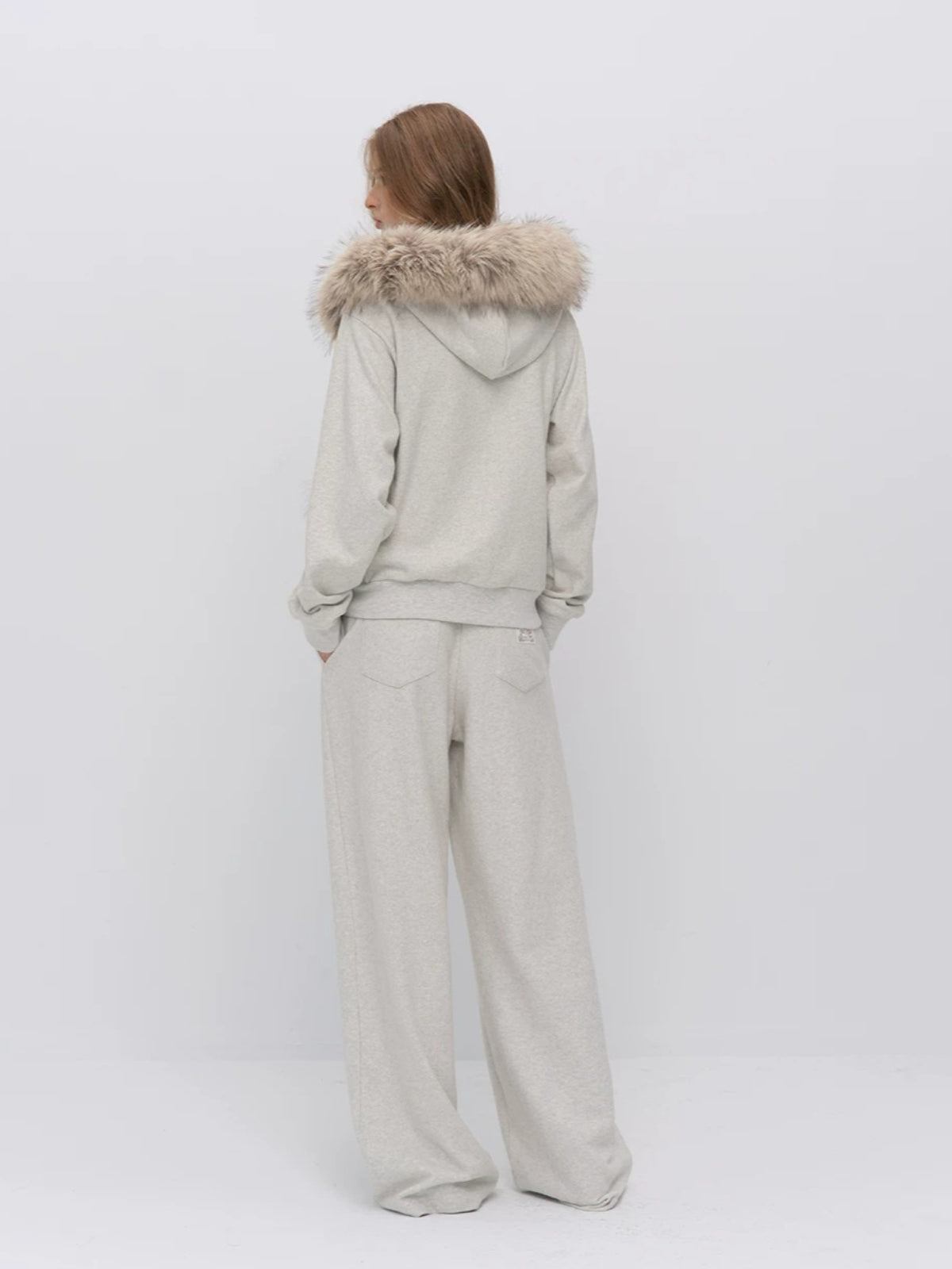 Fur Trim Knit Lounge Set