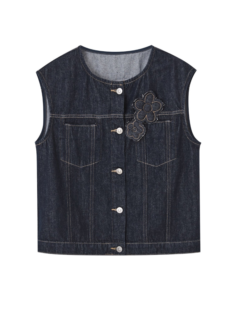 Layered Relaxed Denim Vest & Skirt Set