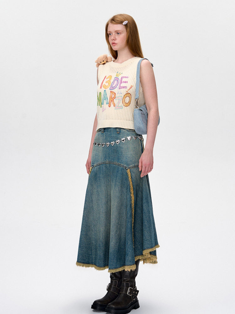 Graffiti Logo Knit Hollow Vest