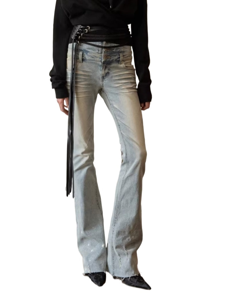 Washed High Waist Flare Jeans