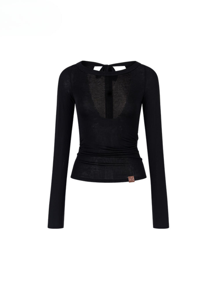 Reversible Off-shoulder Slim Long-sleeve T-shirt