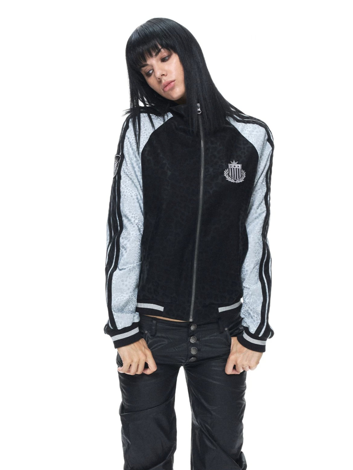 Y2K Leopard PU Patch Jacket