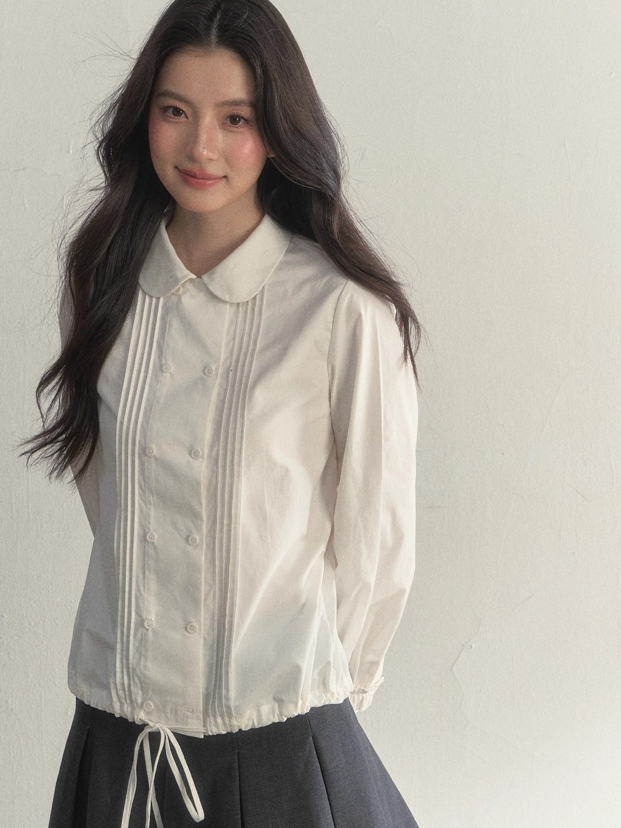 Vintage Doll Collar Double-Breasted Shirt