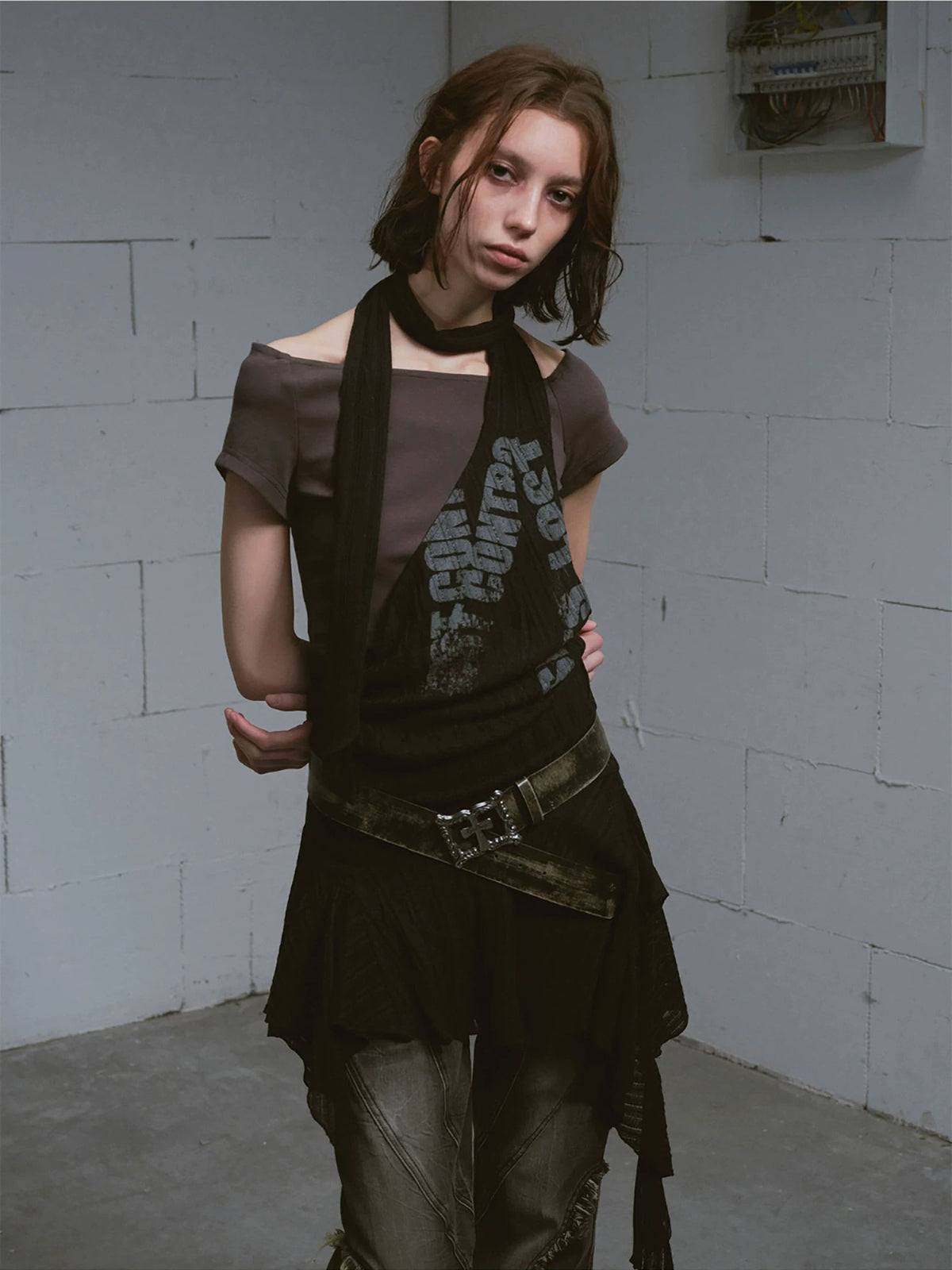 Vintage Scarf Layered Halter Dress