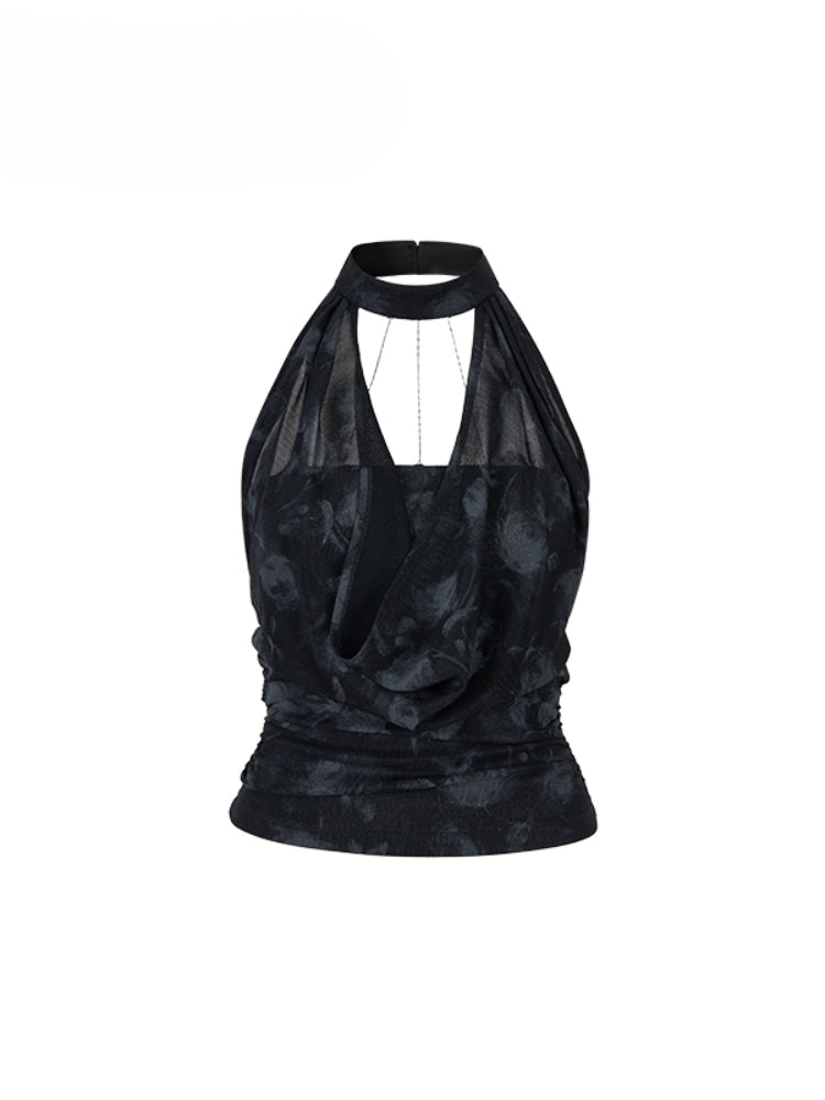 Chain Choker Neckline Waist Cinching Vest