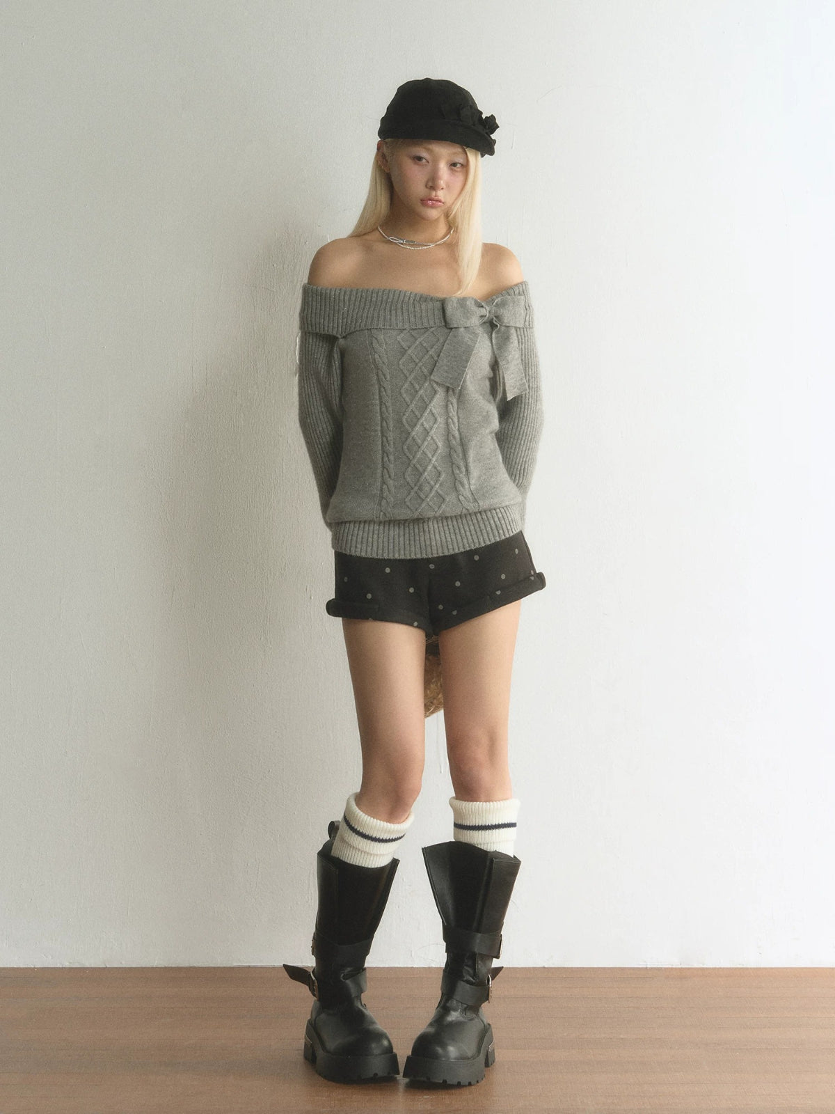 Polka Dot Cuffed A-Line Shorts