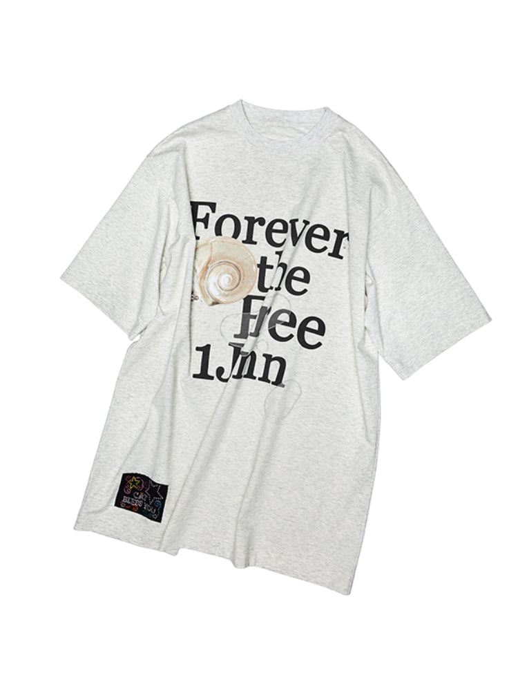 Oversize Floral Alphabet Printed T-shirt