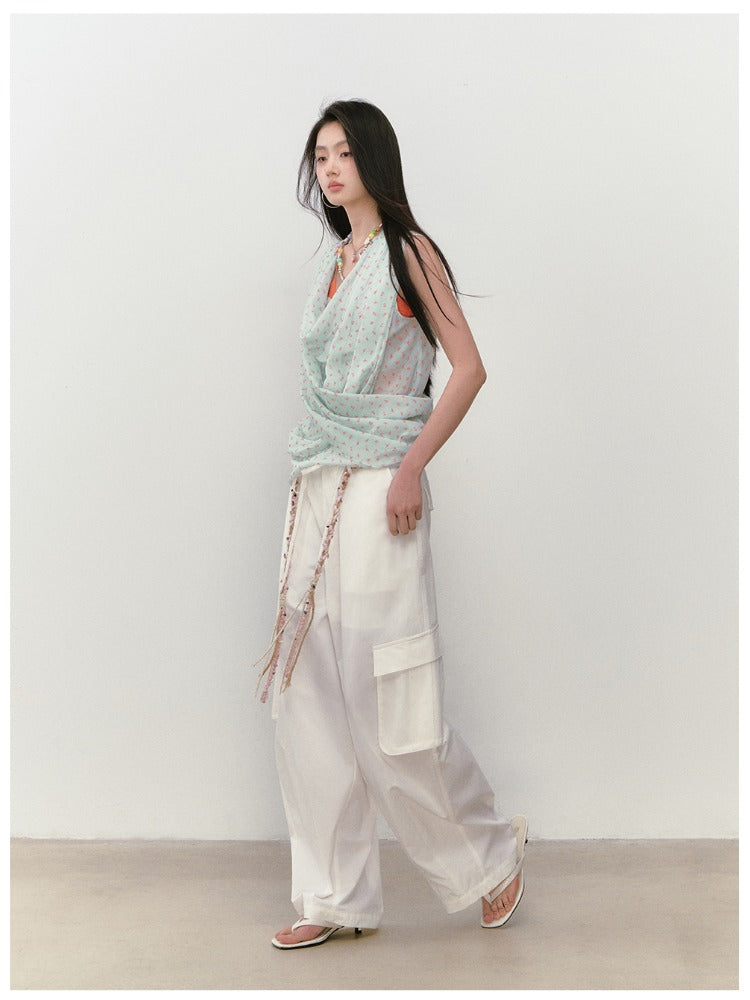 Small Floral Cowl Neck Sleeveless Tank Top