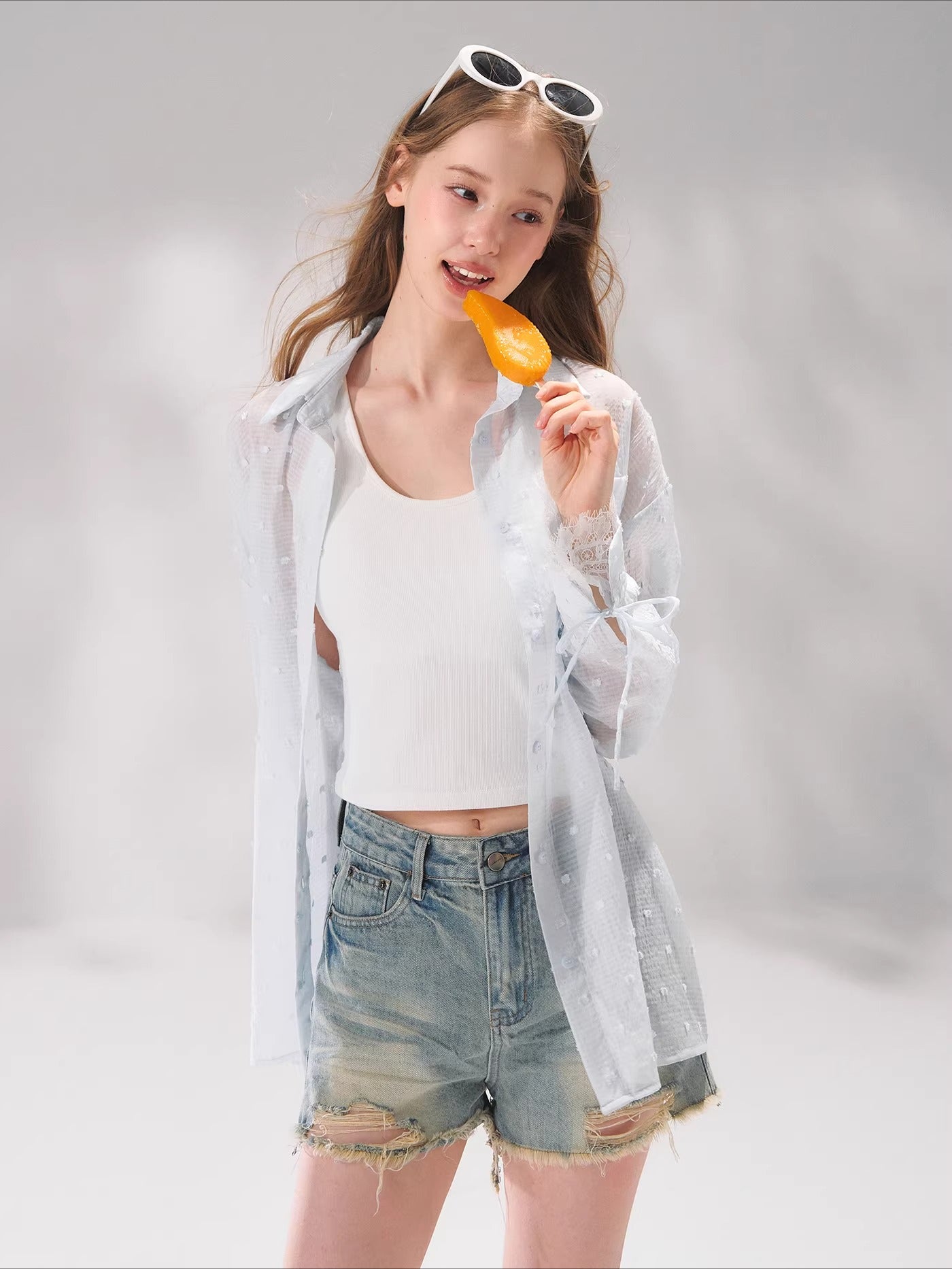 Striped Lace Shirt Set