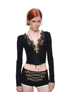 Lace V Neck Knit Top