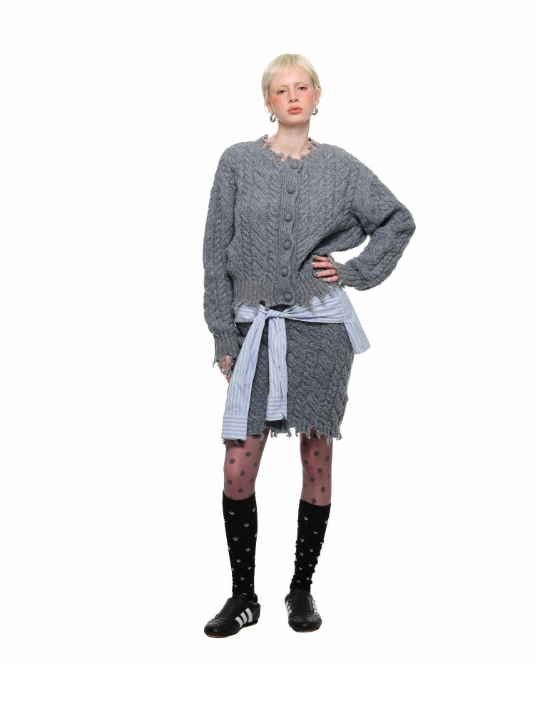 Cable Knit Cardigan & Skirt Set