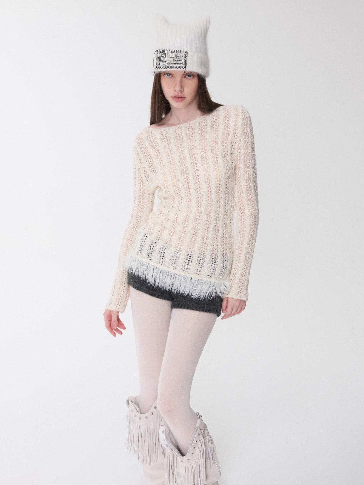 Fair Isle Pony Jacquard Knit Short Cardigan & Shorts Set