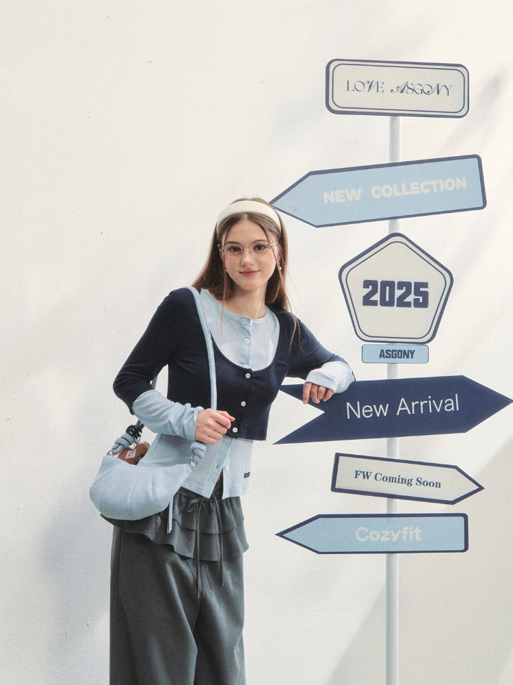 Striped Two-piece Contrast Color Cardigan